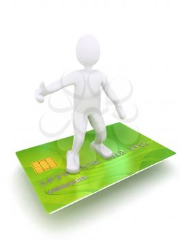 Royalty Free Clipart Image of a Person on a Credit Card