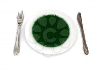 Royalty Free Clipart Image of Grass on a Plate