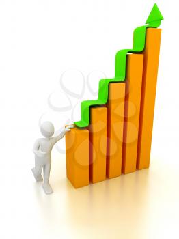 Royalty Free Clipart Image of a Graph With a Person