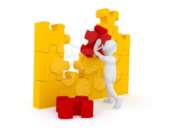 Royalty Free Clipart Image of a Person With a Puzzle
