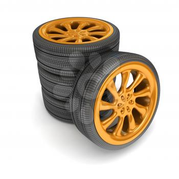 Royalty Free Clipart Image of a Stack of Tires