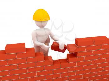 Royalty Free Clipart Image of a Person Building a Wall