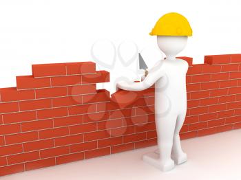 Royalty Free Clipart Image of a Person by a Brick Wall