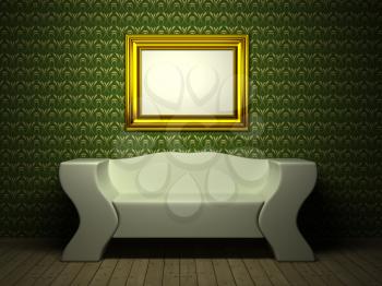 Royalty Free Clipart Image of a Room With a Picture