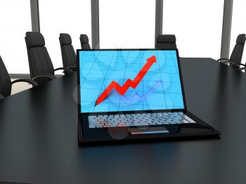 Royalty Free Clipart Image of a Laptop on a Table