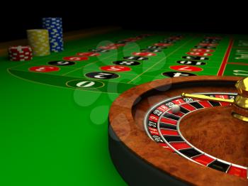 Royalty Free Clipart Image of a Casino Roulette Table