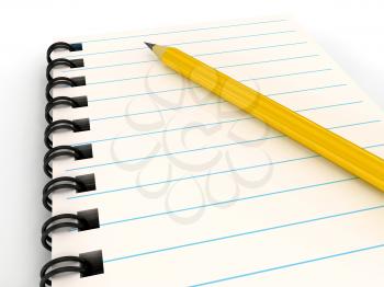 Royalty Free Clipart Image of a Pencil on a Notebook