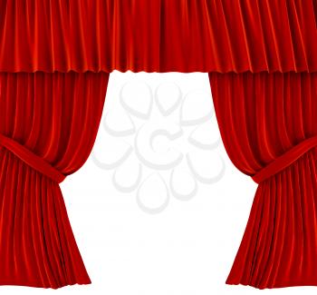 Royalty Free Clipart Image of Red Curtains