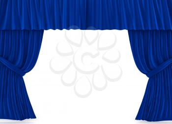 Royalty Free Clipart Image of Blue Curtains