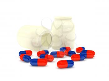 Royalty Free Clipart Image of Bottles of Pills