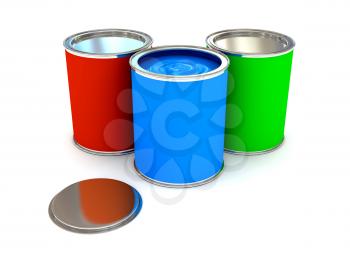 Royalty Free Clipart Image of Cans of Paint