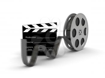 Royalty Free Clipart Image of Stacks of Film Reels