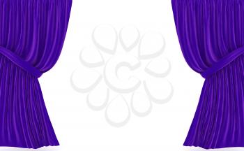 Royalty Free Clipart Image of Purple Curtains