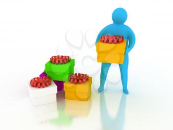 Royalty Free Clipart Image of a Person Holding a Present