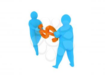 Royalty Free Clipart Image of Two People Holding a Dollar Sign