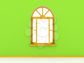 Royalty Free Clipart Image of an Opened Window