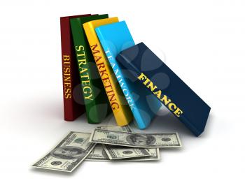 Royalty Free Clipart Image of a Stack of Books and Money