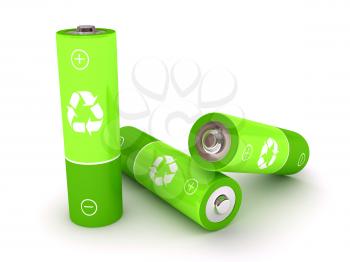 Royalty Free Clipart Image of Green Batteries