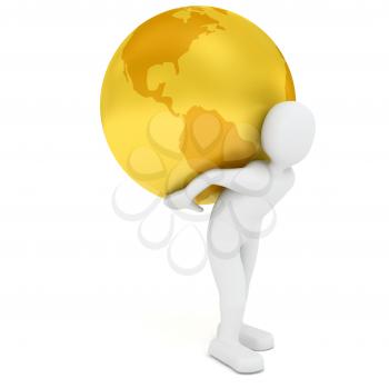 Royalty Free Clipart Image of a Man Holding the World