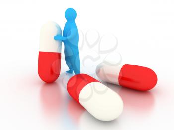 Royalty Free Clipart Image of a Person Holding Pills