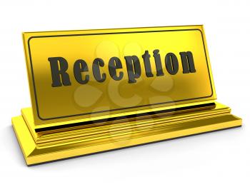 Royalty Free Clipart Image of a Gold Reception Sign