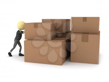 Royalty Free Clipart Image of a Person With Boxes