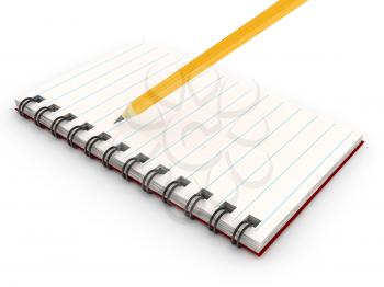 Royalty Free Clipart Image of a Pencil on a Notebook