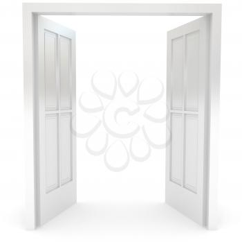 Royalty Free Clipart Image of Opened Doors