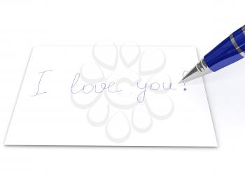 Royalty Free Clipart Image of a Blue Pen and Note