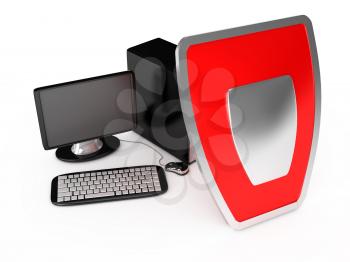 Royalty Free Clipart Image of a Computer Protection Concept