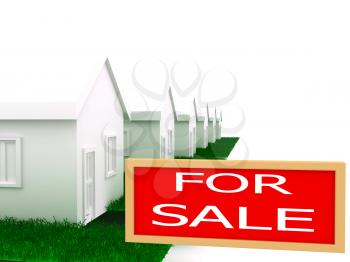 Royalty Free Clipart Image of a Group of Houses for Sale