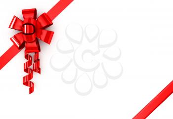 Royalty Free Clipart Image of a Red Bow and Ribbons