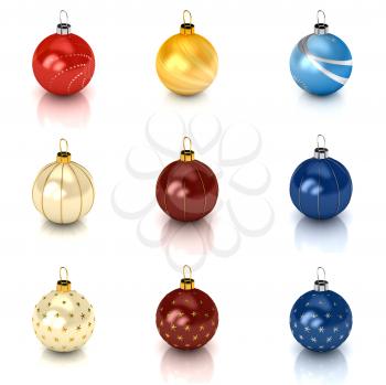 Royalty Free Clipart Image of a Bunch of Christmas Ornaments