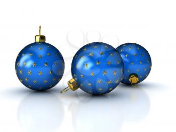 Royalty Free Clipart Image of Blue Christmas Ornaments