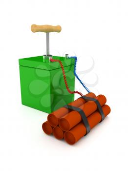 Royalty Free Clipart Image of Explosives With a Detonator