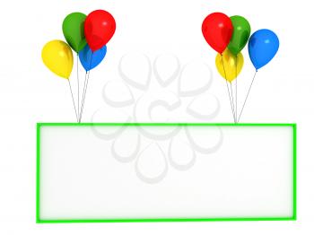 Royalty Free Clipart Image of Balloons and a Banner