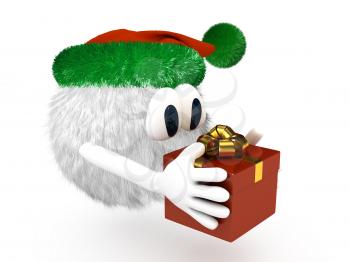 Royalty Free Clipart Image of a Character With a Present