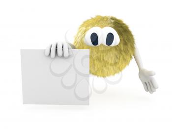 Royalty Free Clipart Image of a Character Holding a Piece of Paper
