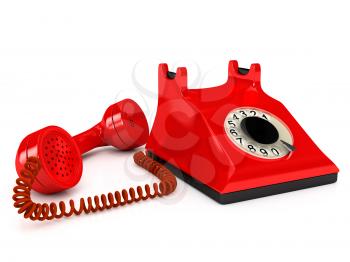 Royalty Free Clipart Image of a Red Telephone