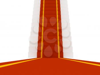 Royalty Free Clipart Image of a Red Carpet on a Staircase