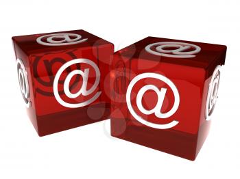 Royalty Free Clipart Image of Two Dice With Emails Signs