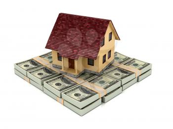 Royalty Free Clipart Image of a House on Money