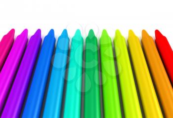 Royalty Free Clipart Image of Colourful Crayons