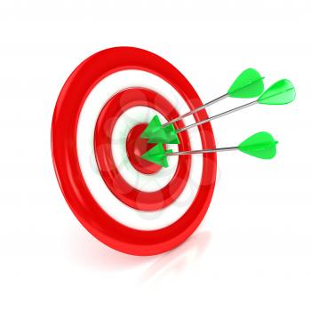 Royalty Free Clipart Image of Arrows on a Target