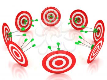 Royalty Free Clipart Image of Arrows on Targets