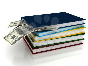 Royalty Free Clipart Image of a Stack of Books and Money