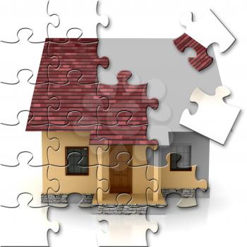 Royalty Free Clipart Image of a Puzzle of a House