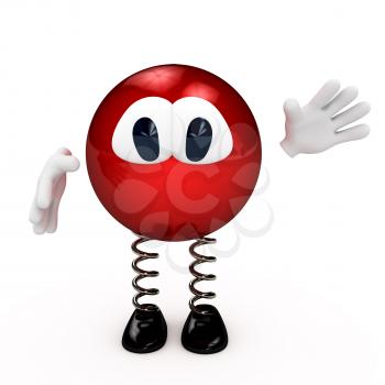 Cartoon red character greeting you. 3d computer gererated image