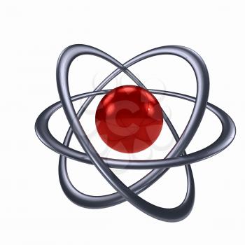Atom sign over white background. computer generated image