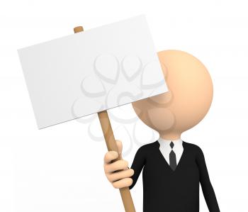 3d person with blank banner. computer generated image